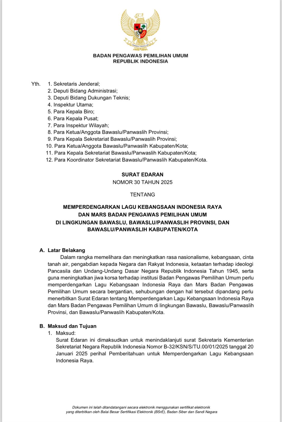 Pemutaran Lagu Indonesia Raya